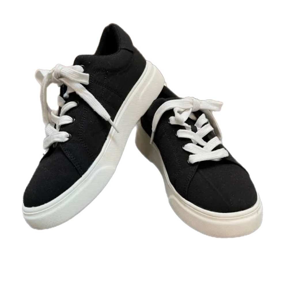 Mad Love Sai Sneakers Shoes Black Canvas Platform Women Size 7 White  Lace Up